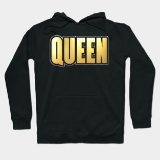 Shiny black and Gold QUEEN word ver2 Hoodie